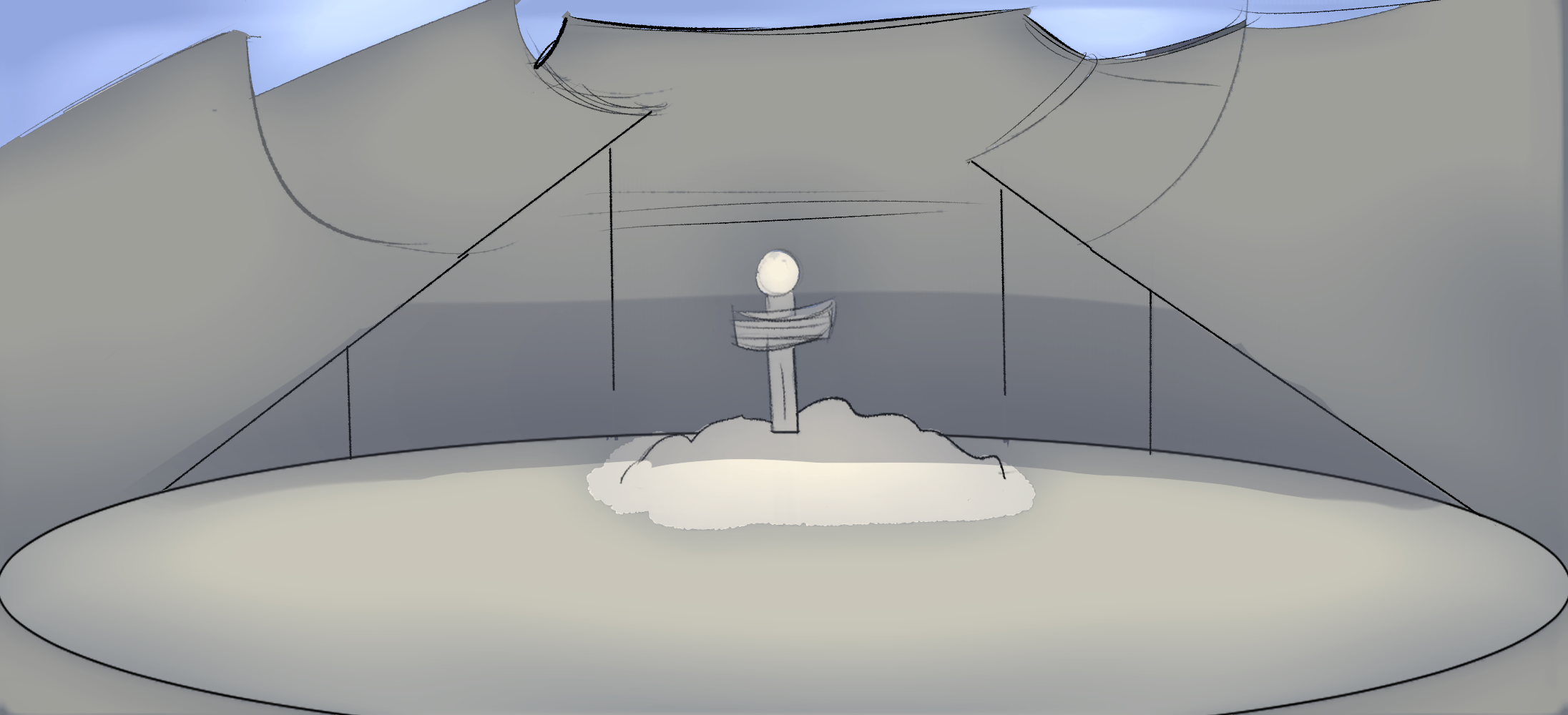 more early concept art of the medevil town, where the game's King Arthur story takes place